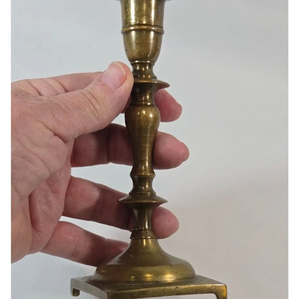 Vtg Solid Brass Candlestick Holder 7